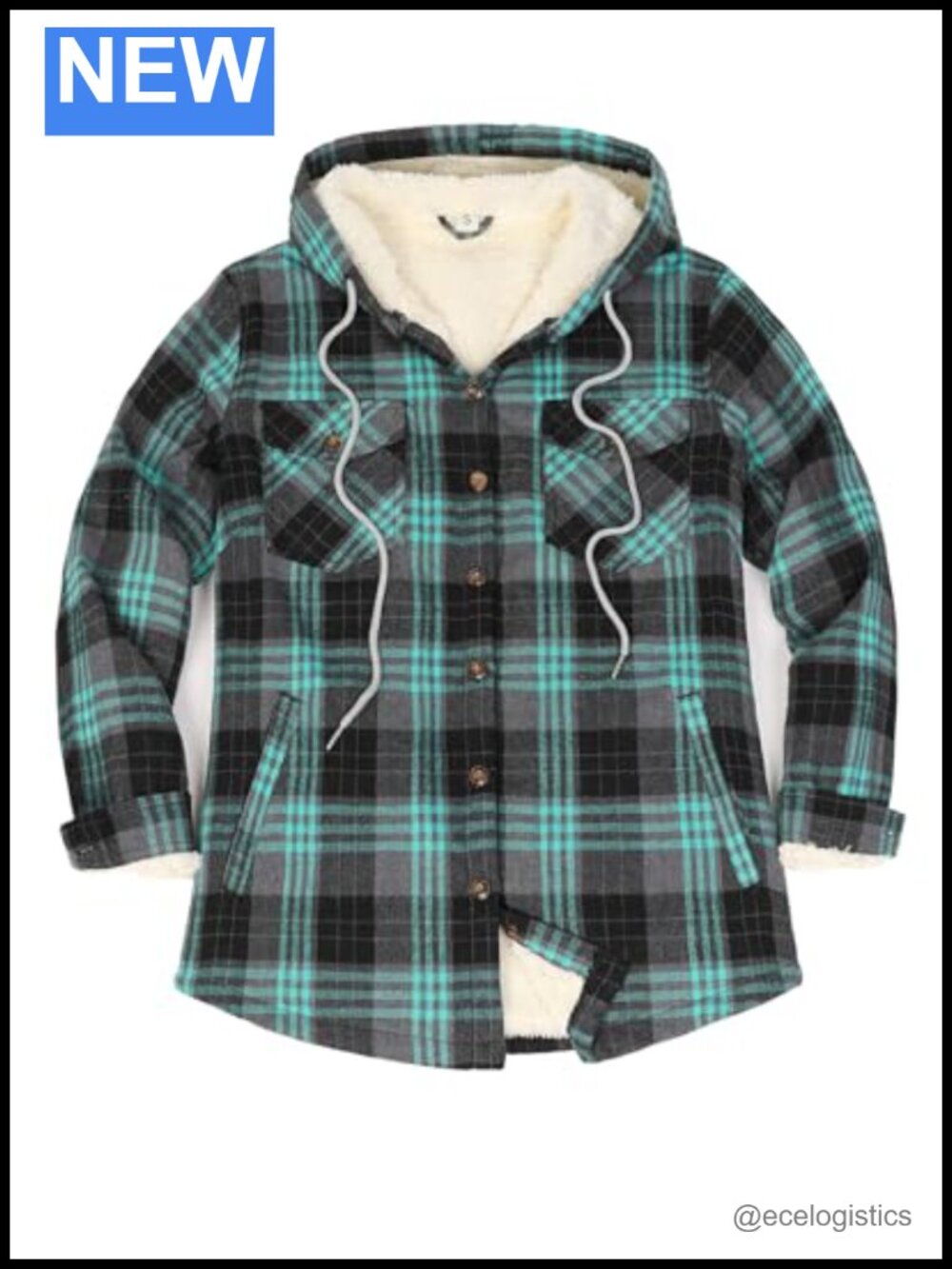 Women's Sherpa Lined Plaid Flannel Jacket with Hood